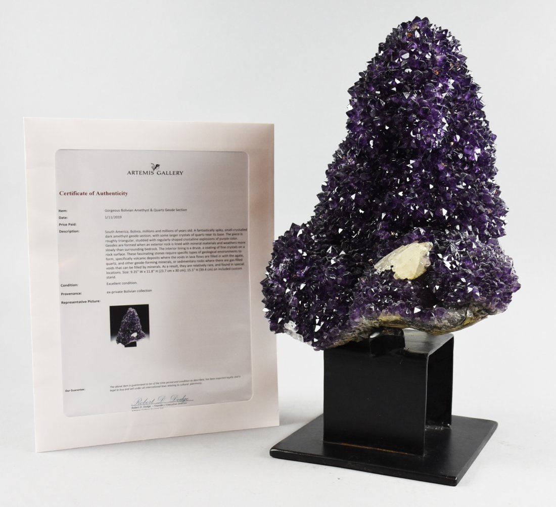 Bolivian Amethyst and Quartz Specimen Geode, COA (1 of 10)