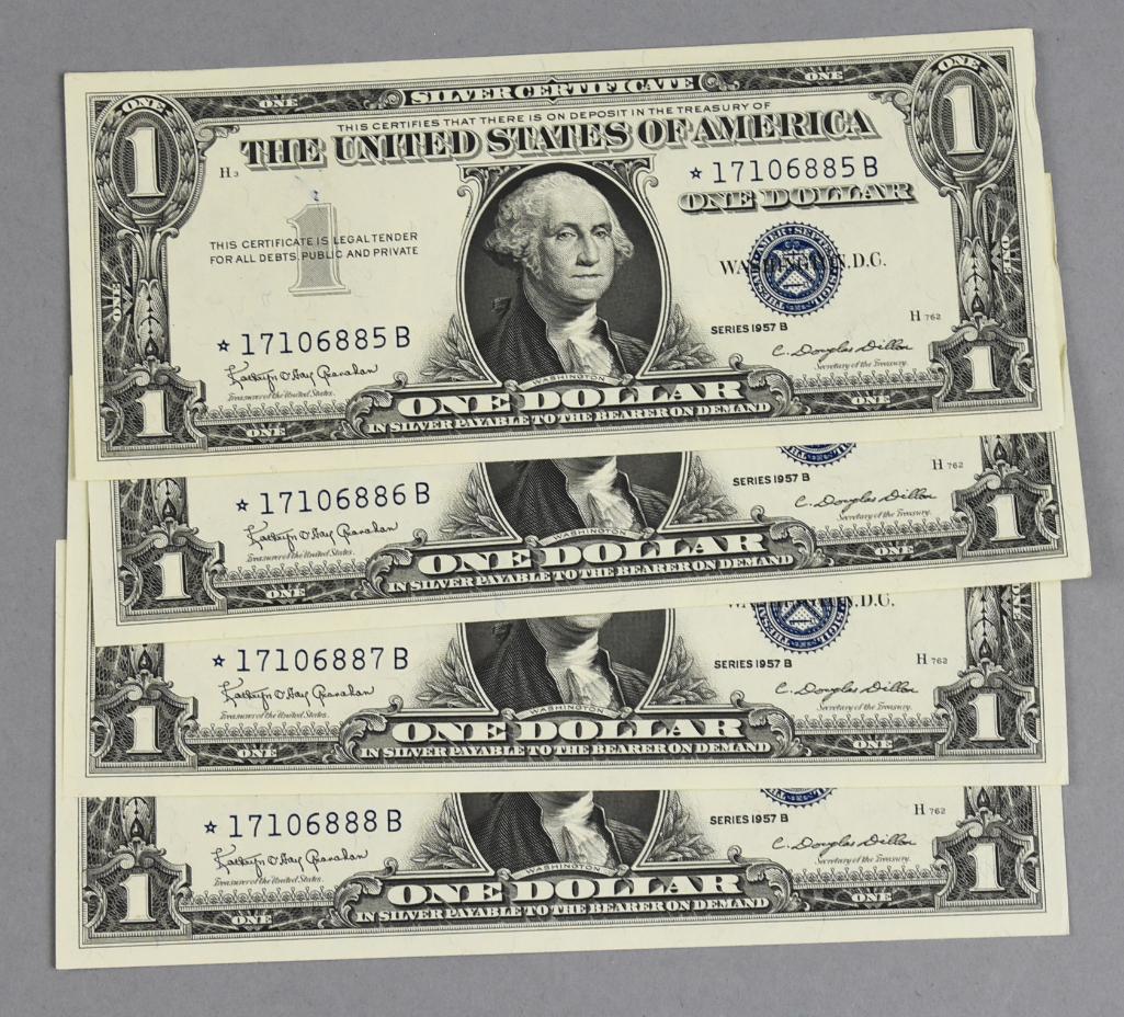 1957 B Sequential Blue Seal Star $1 Silver Certs (1 of 3)