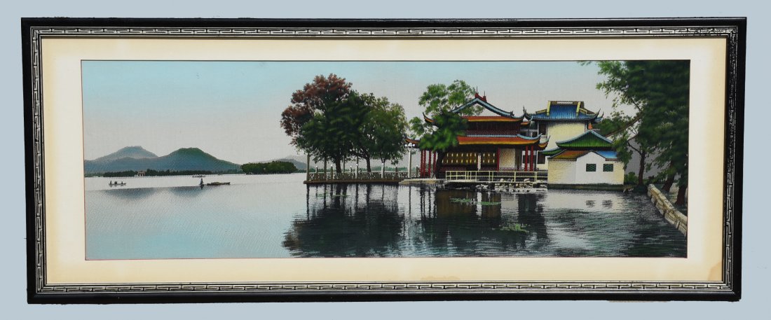 Vintage Japanese Painted Silk, Framed (1 of 6)