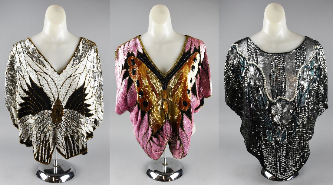 (3) Vintage Silk and Sequin Blouses, Made in India (1 of 14)