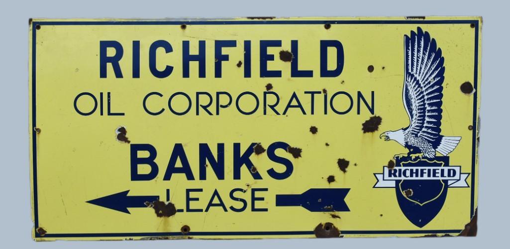 Vintage Rare Richfield Oil Corp Banks/Lease Porcelain (1 of 6)