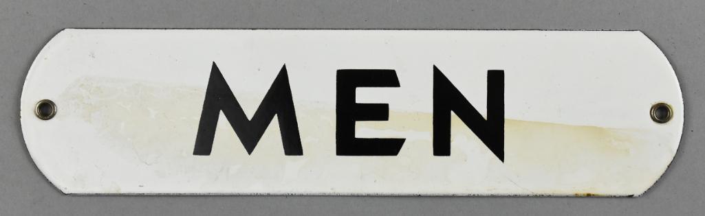 Vintage Service Station Men's Room Porcelain Sign (1 of 2)