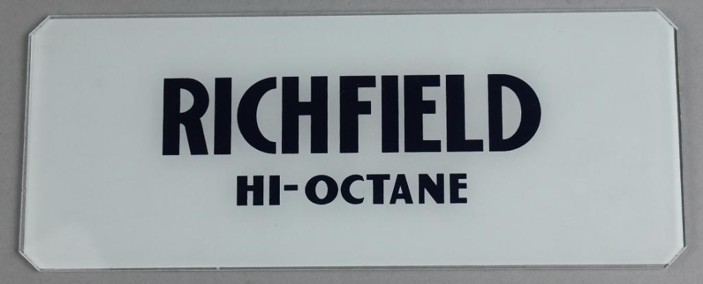 Glass Richfield Hi-Octane Gas Pump Sign (1 of 3)