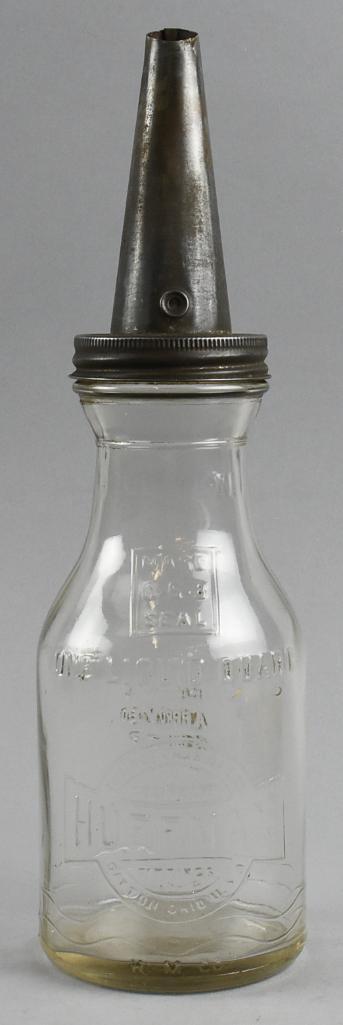 c1930 Huffman Mfg Co 1 Qt Motor Oil Bottle (1 of 9)