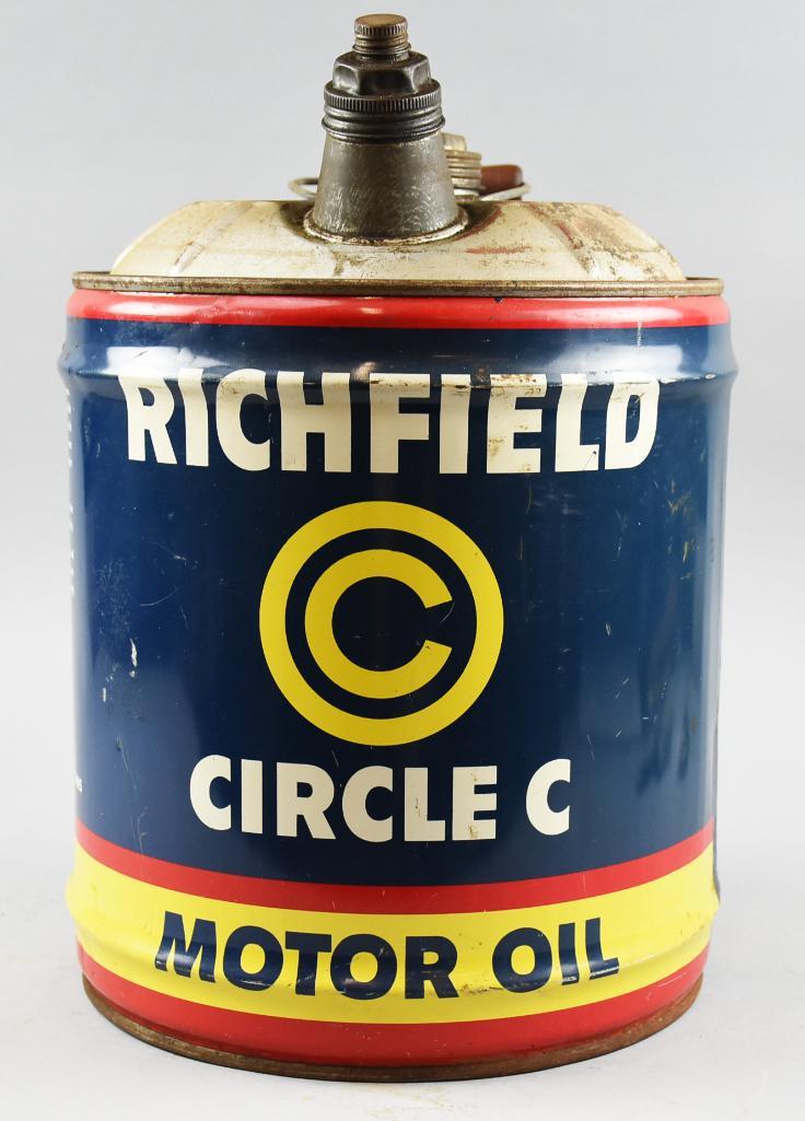 Vintage Richfield Oil 5 Gallon Circle C SAE 20 20 Can (1 of 6)