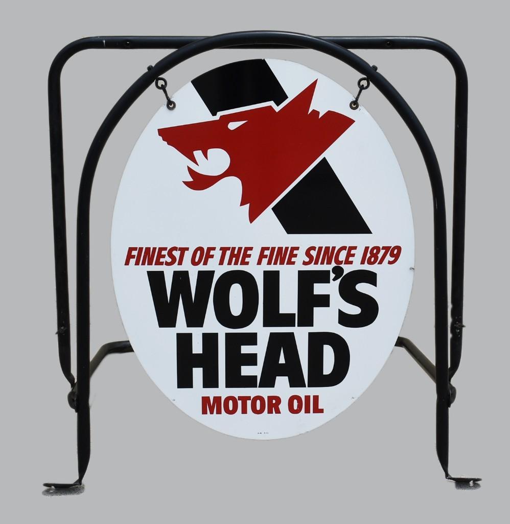 【Co.】WOLF'S HEAD ヴィンテージ看板 Vintage 1976 Wolf's Head Motor Oil Sign - Metal Porcelain
