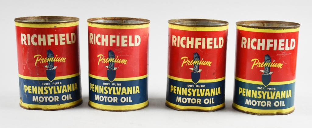 (4) Richfield Oil Corp Pennsylvania Motor Oil Cans (1 of 6)