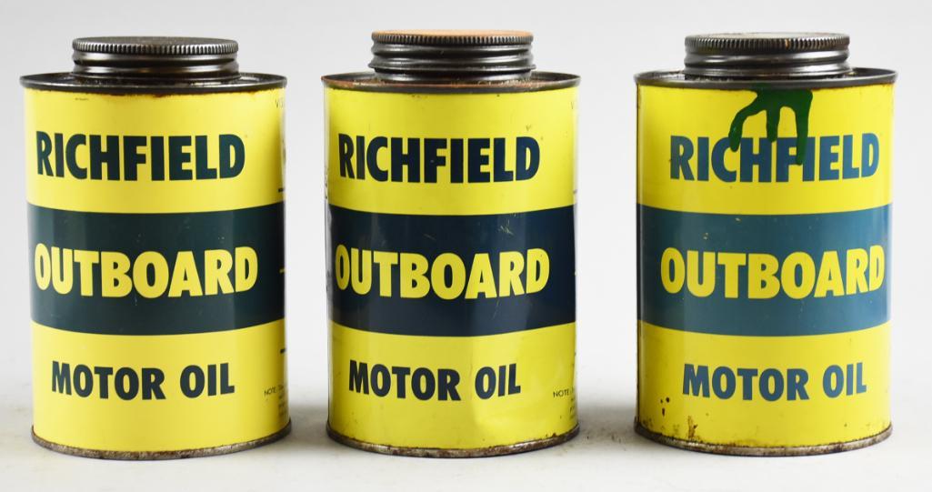 (3) Richfield Oil Corp Outboard Motor Oil Cans (1 of 6)