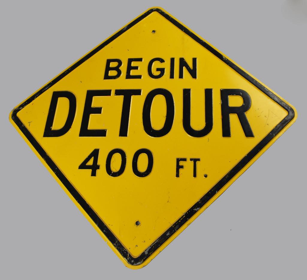 Vintage Authentic Begin Detour Street Sign (1 of 4)