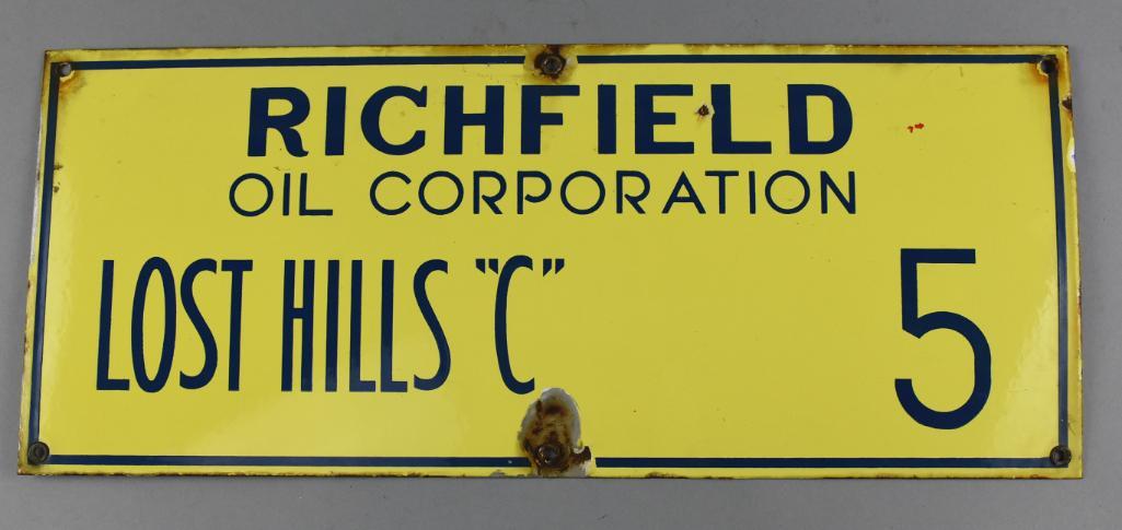 Vintage Richfield Oil Corp Lost Hills Californai Sign (1 of 2)