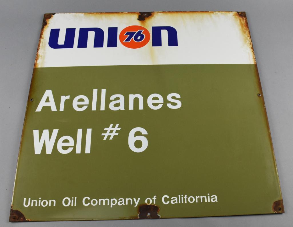 Vintage Union 76 Arellanes Well #6 Porcelain Sign (1 of 5)