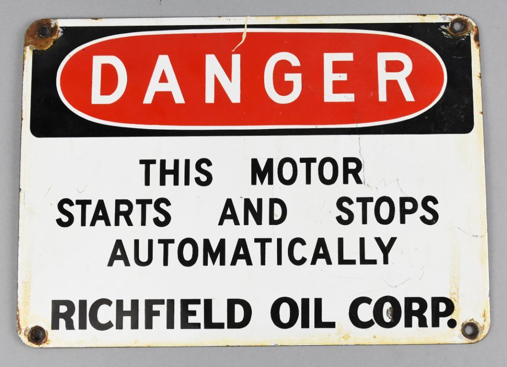 Vintage Richfield Oil Corp Porcelain Danger Sign (1 of 2)
