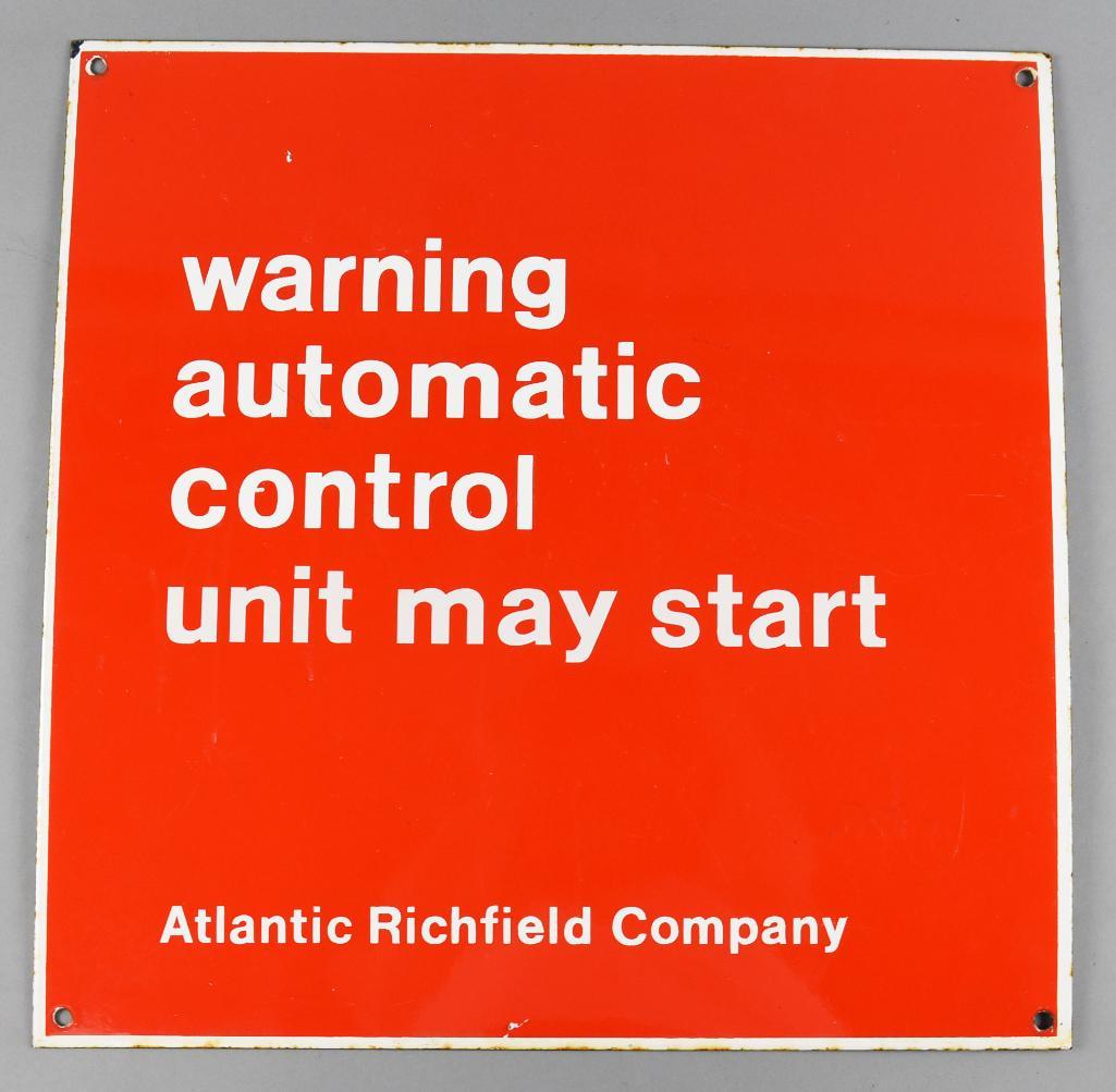 Vintage Metal Atlantic Richfield Sign Automatic Control (1 of 2)