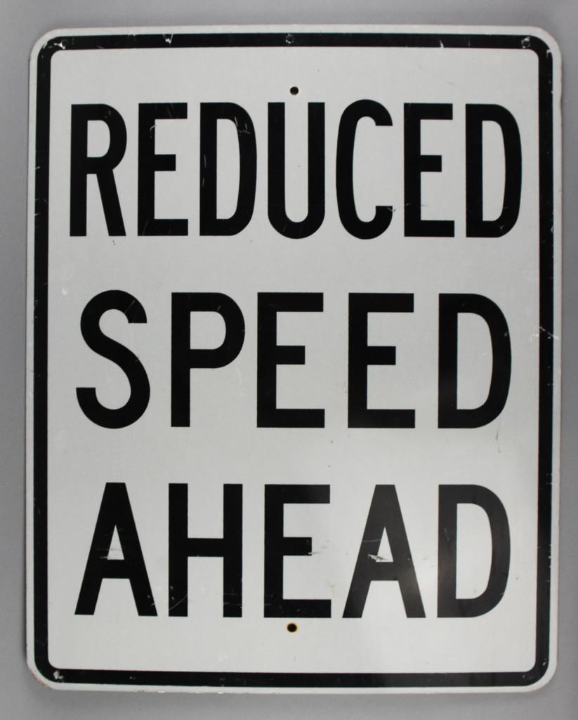Vintage Reduced Speed Ahead Street Sign (1 of 4)