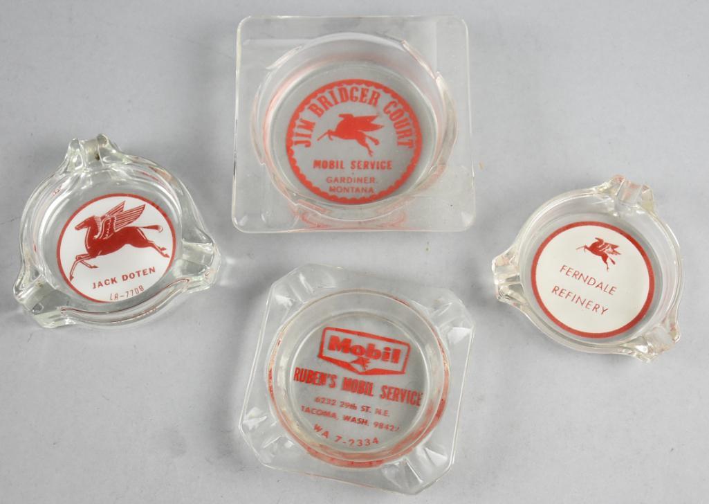 Vintage Pegasus Mobil Gas Station Advertising Ashtrays: Each of these cool ashtrays has a different Pegasus logo design but all are for Mobil. All are from Washington state except one for Montana. Merged with Exxon in 1999 becoming ExxonMobil