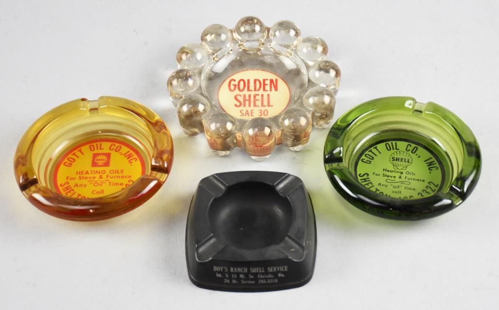 Misc Vintage Shell Oil Advertising Ashtrays (1 of 5)