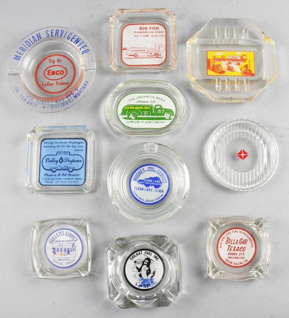 Misc Vintage Glass Advertising Ashtrays, Texaco, Esso & (1 of 6)