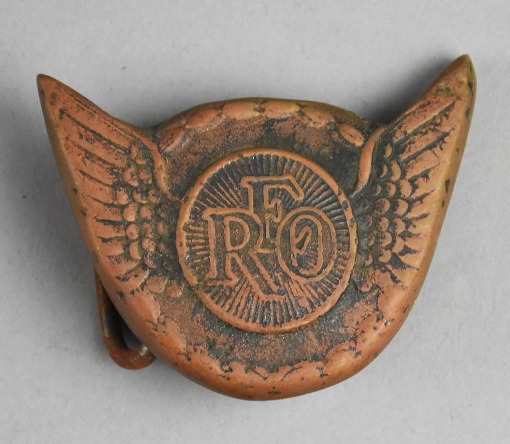 RARE c1920 REO Motor Car Company Emblem Belt Buckle: This cool old belt buckle is the emblem of the REO Motor Car Company (1905-1975). If you're like me, you didn't know the correlation between this car company and the popular band REO Speedwago
