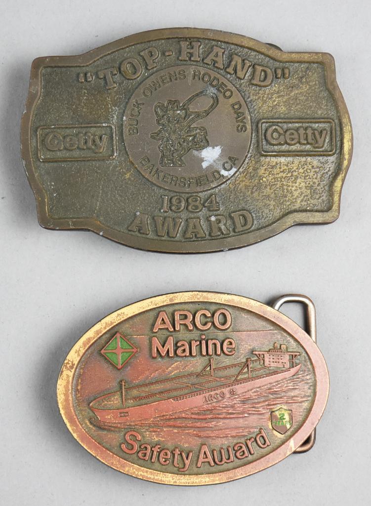 (2) 1950s ARCO & Buck Owens Rodeo CA Belt Buckles (1 of 3)