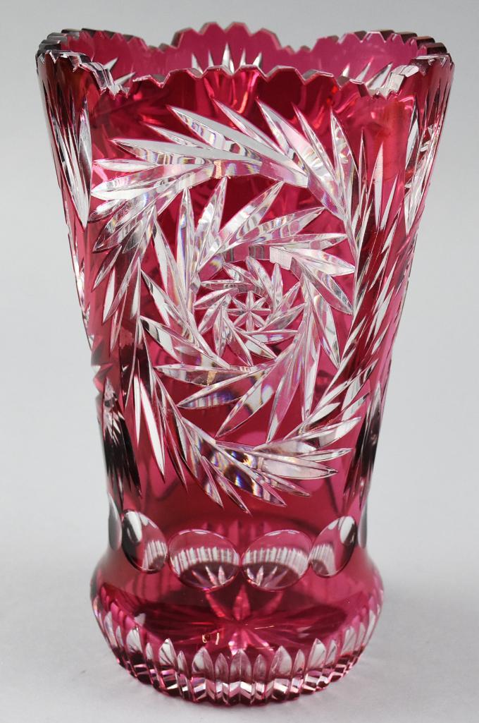 Vintage German Imperlux Cranberry Cut to Clear Crystal (1 of 7)