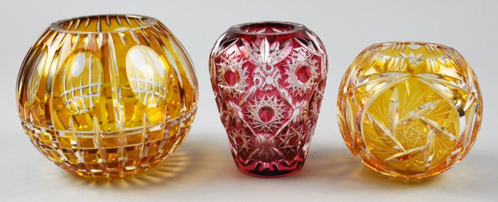 Vintage Bohemian Cut to Clear Crystal Glass Vases (1 of 8)