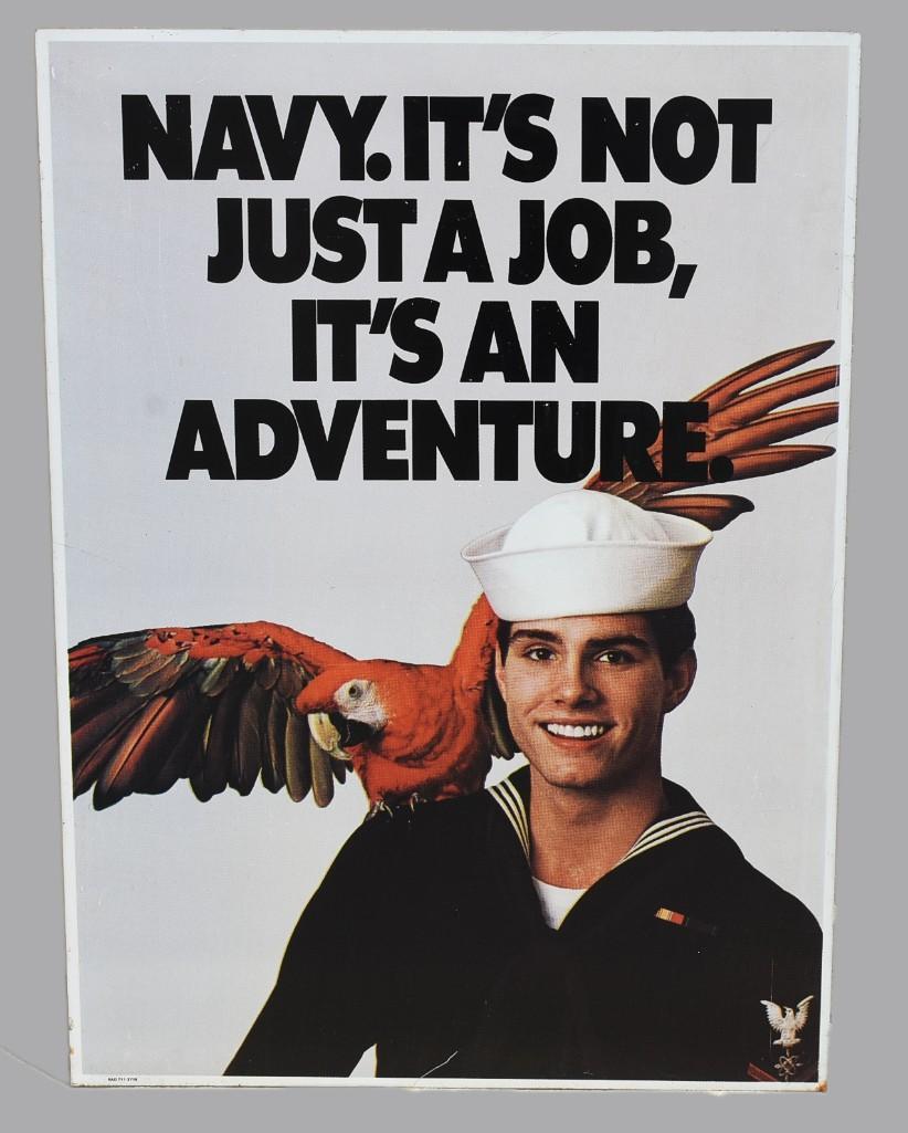 Vintage Double Sided Navy Recruitment Metal Sign LARGE (1 of 7)