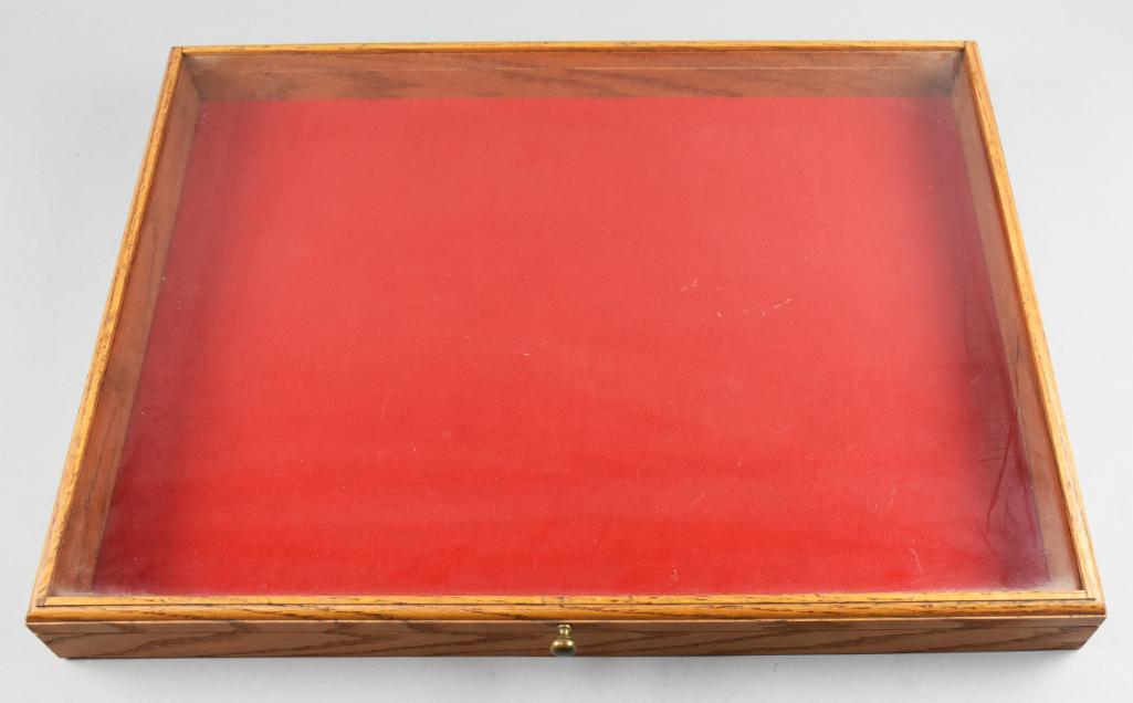 Vintage Oak Table Top Flat Display Case (1 of 6)