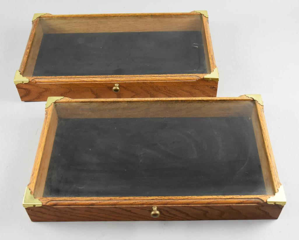 Vintage Oak Table Top Flat Display Cases (1 of 7)
