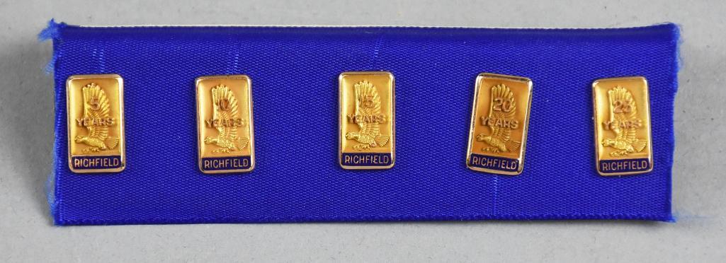 FULL SET 10K Gold Richfield Oil 5 - 25 Service Pins (1 of 5)