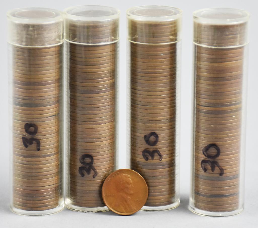 Four Unsorted Rolls Lincoln Wheat Pennies 1930's (1 of 4)