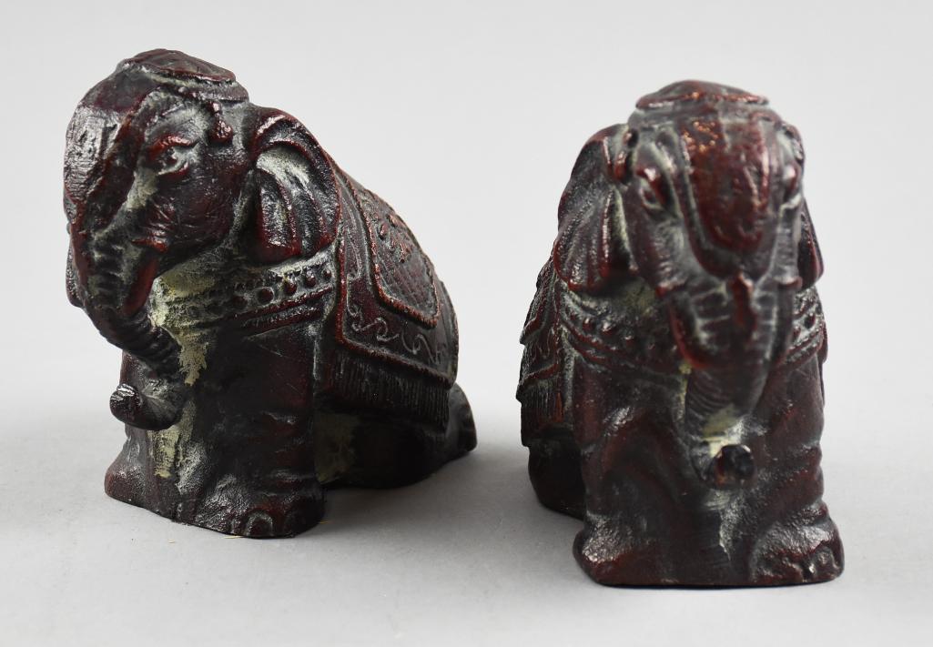 Vintage Asian Cast Metal Elephant Bookends (1 of 7)
