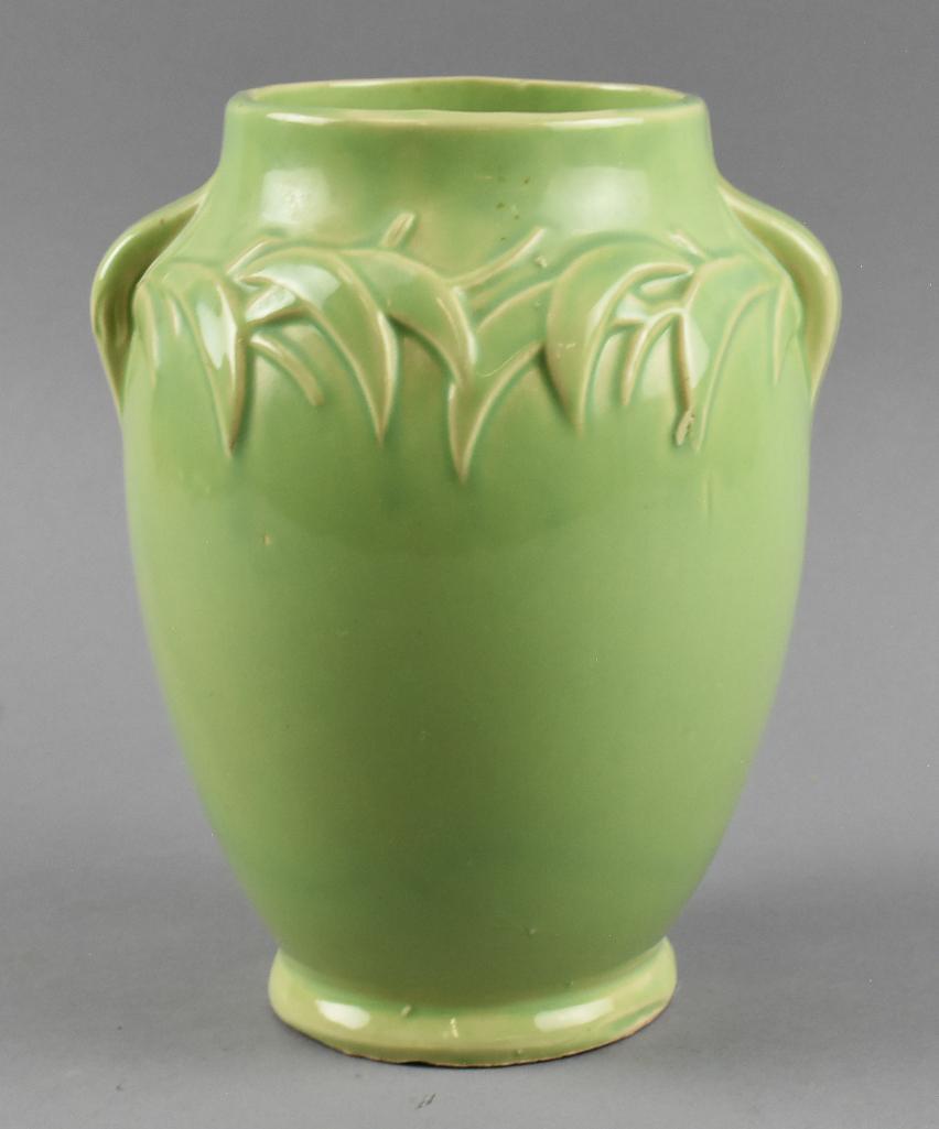 1944 McCoy Pottery Vase, Raised Leaf Details (1 of 6)