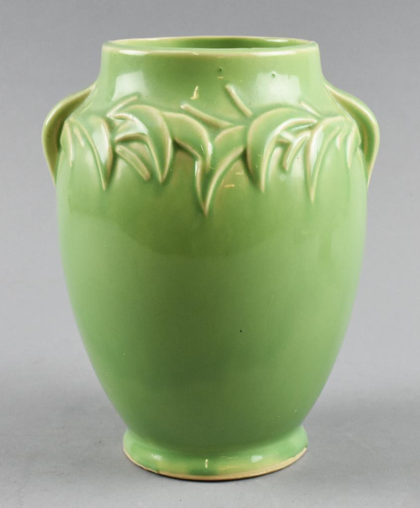 1944 McCoy Pottery Vase, Raised Leaf Details (1 of 7)
