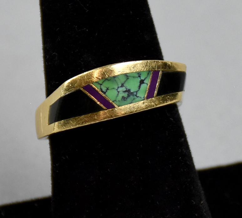 Vintage 14K Turquoise & Onyx Ring (1 of 6)