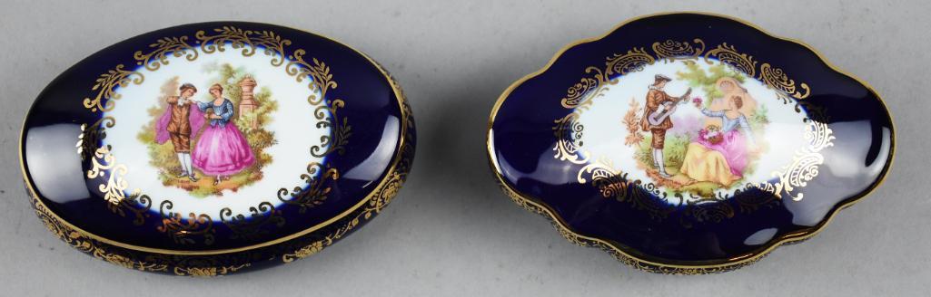 (2) Vintage Cobalt Limoges Trinket Boxes (1 of 6)