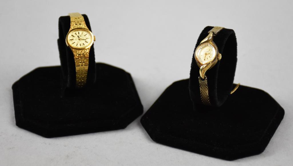 Vintage Bulova & Seiko Quartz Ladies Wristwatches: This is a pretty pair of wristwatches. The Bulova is 10K rolled gold and was a gift to Julie from Reed in 1967. The Seiko Quartz is gold plated base metal with a stainless back.