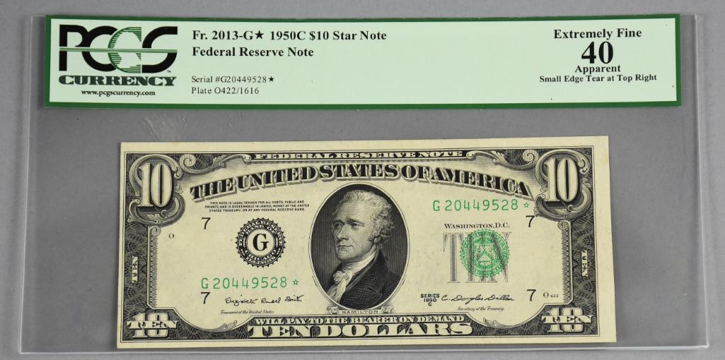 1950C $10 Star Fed Reserve Note, PCGS 40 (1 of 2)
