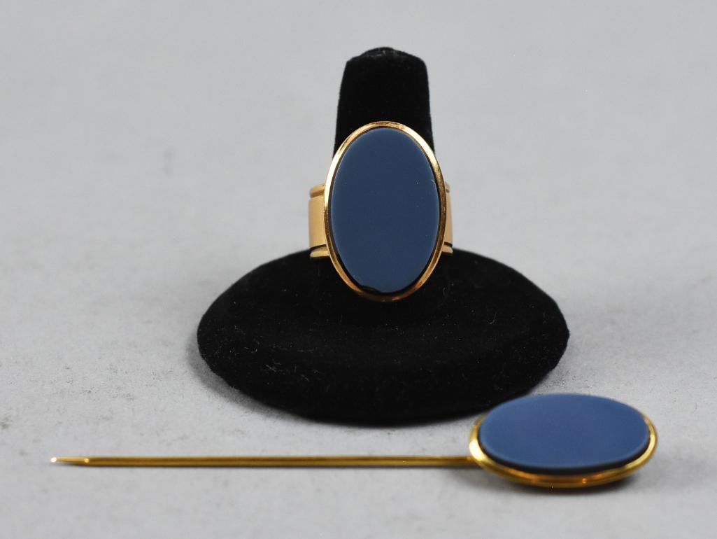 Antique Men's Agate Jewelry Ring 18K & Stick Pin (1 of 10)