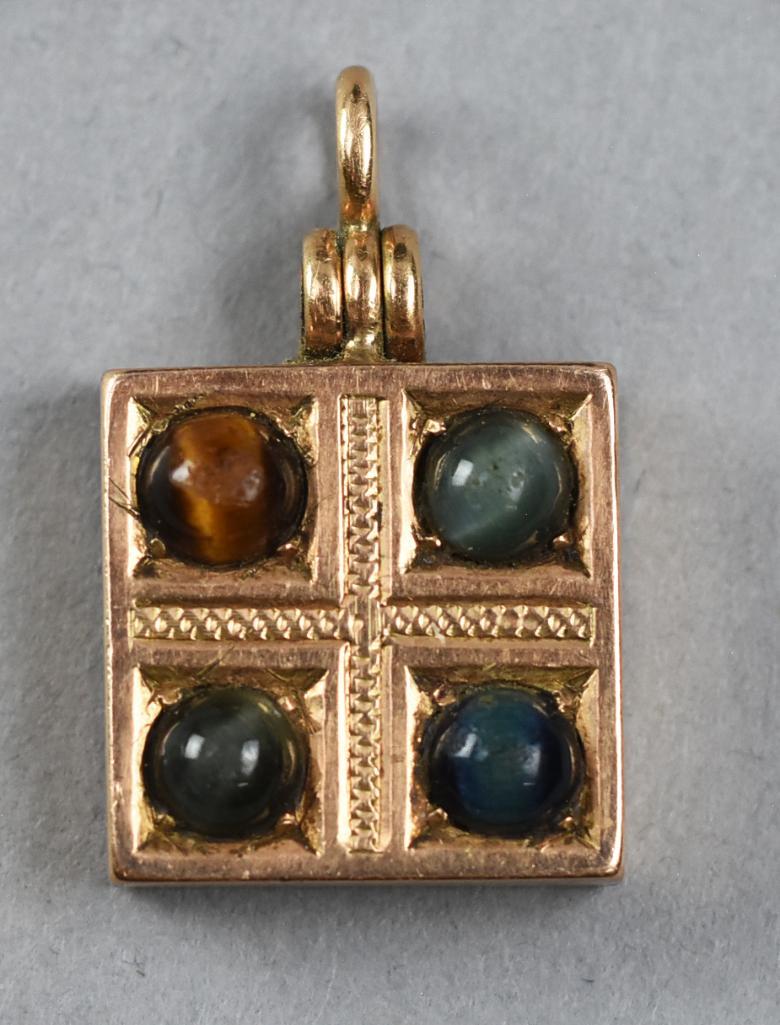 Victorian 14k Rose GP Locket Tiger Eye (1 of 4)