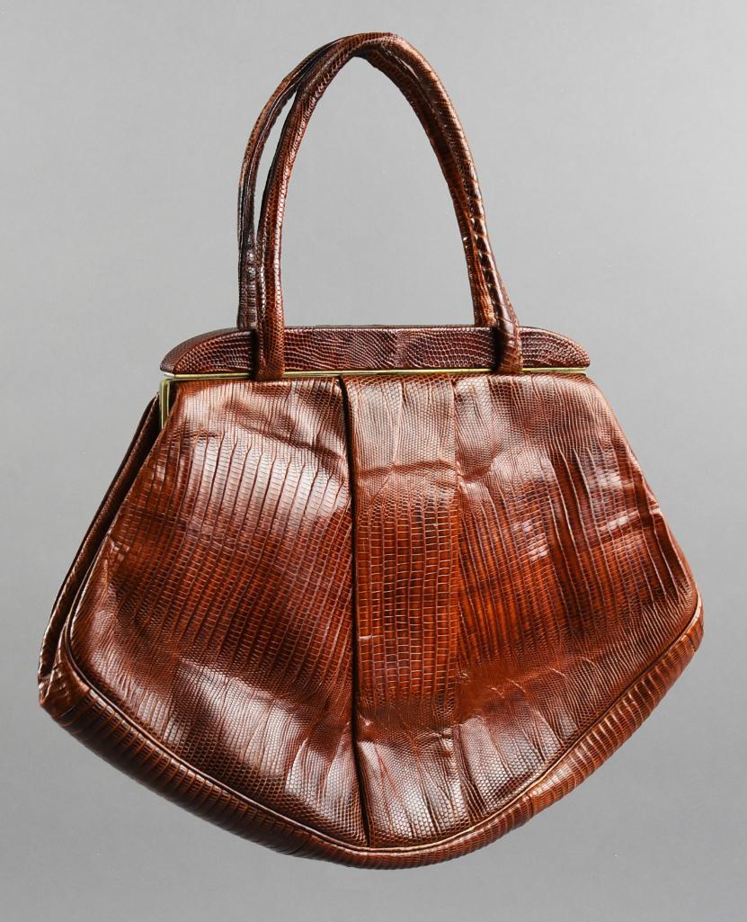 Mid Century  Faux Alligator Ladies Handbag (1 of 7)