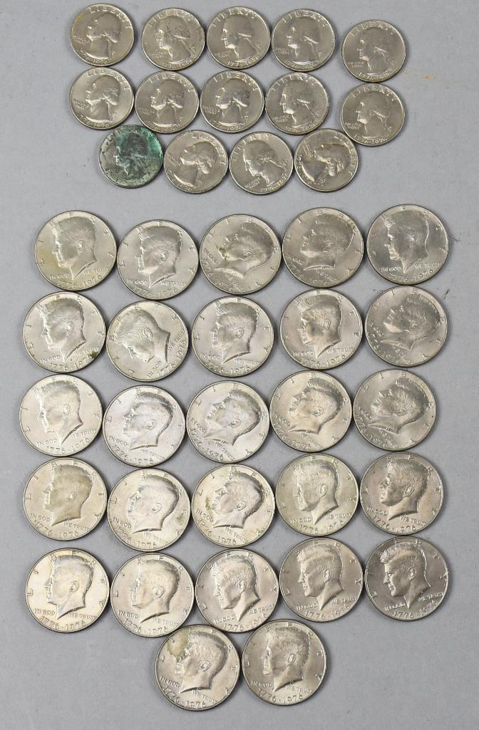 (39) Bicentennial Quarters and Half Dollars (1 of 8)
