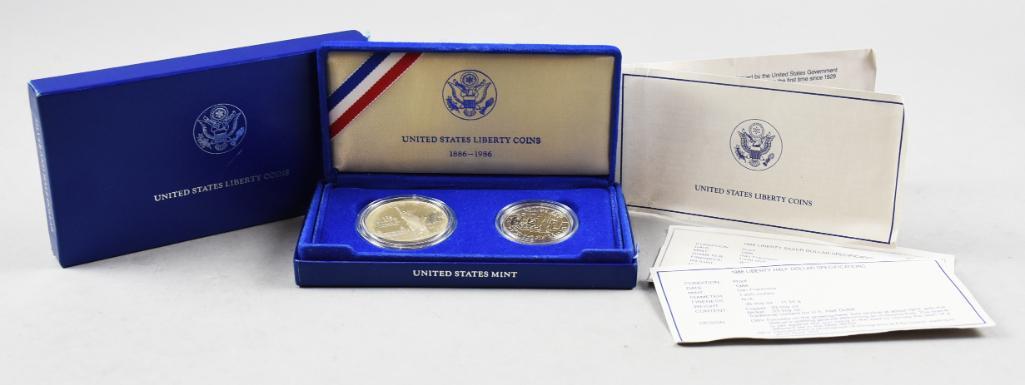 1986 US Mint Liberty Silver Dollar and Half Dollar (1 of 4)