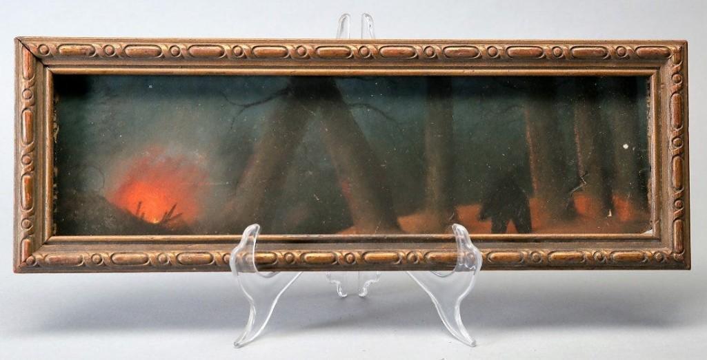 Attrib. William Chandler, American Pastel, Campfire (1 of 3)