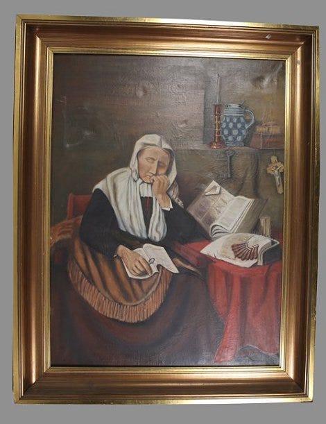 Vintage Dutch Painting, P. Van Hoeck, Oil On Canvas (1 of 3)