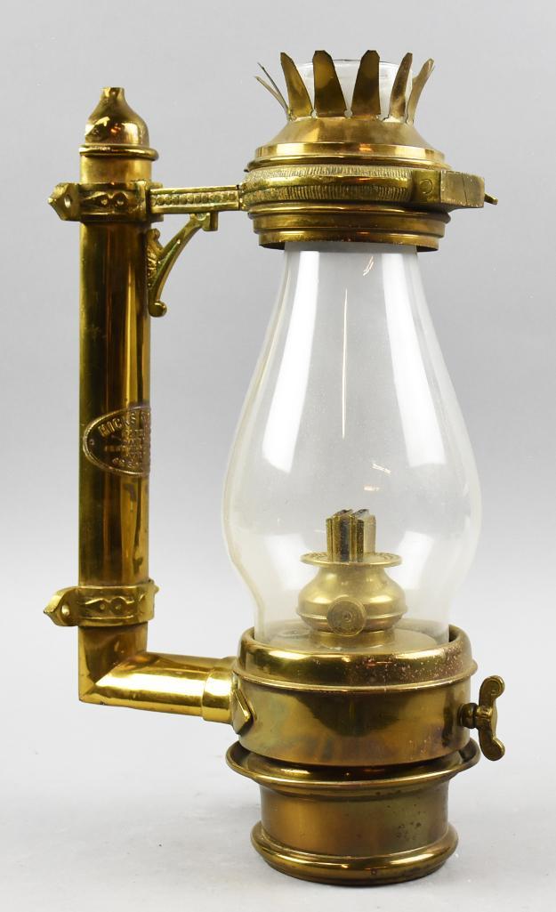 Train Passenger Car Lamp Victorian Hicks & Smith: Train Interior Passenger Car Lamp. Victorian. Hicks & Smith as indicated on the brass plate. The brass plate indicated patten date of 1876. Kerosene, an appears original and unconverted. Measures 