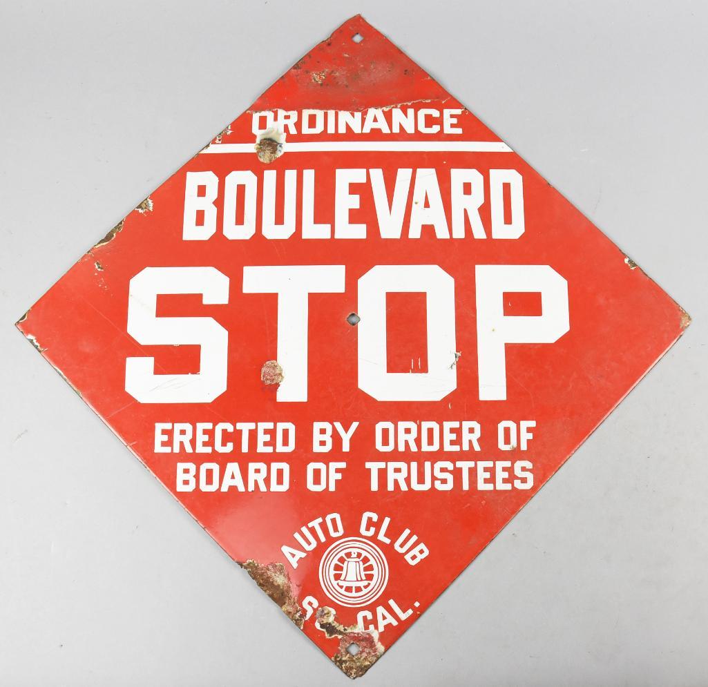 Vintage So Cal Auto Club Porcelain Stop Sign (1 of 2)