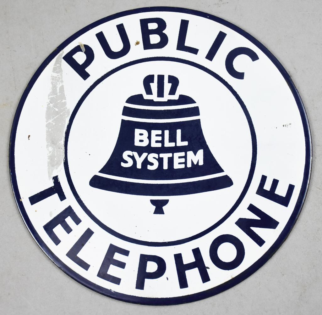 Vintage Bell Systems Public Telephone Porcelain Sign (1 of 2)