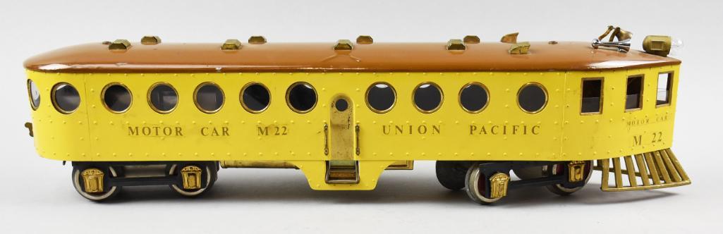 Vintage Rich-Art Union Pacific McKeen Motor Coach: This is a very cool scale model of a Union Pacific McKeen Motor Coach. It appears to be all original, unknown maker, but attributing to Rich-Art. Only visible marking is on the inside of the wheels, M