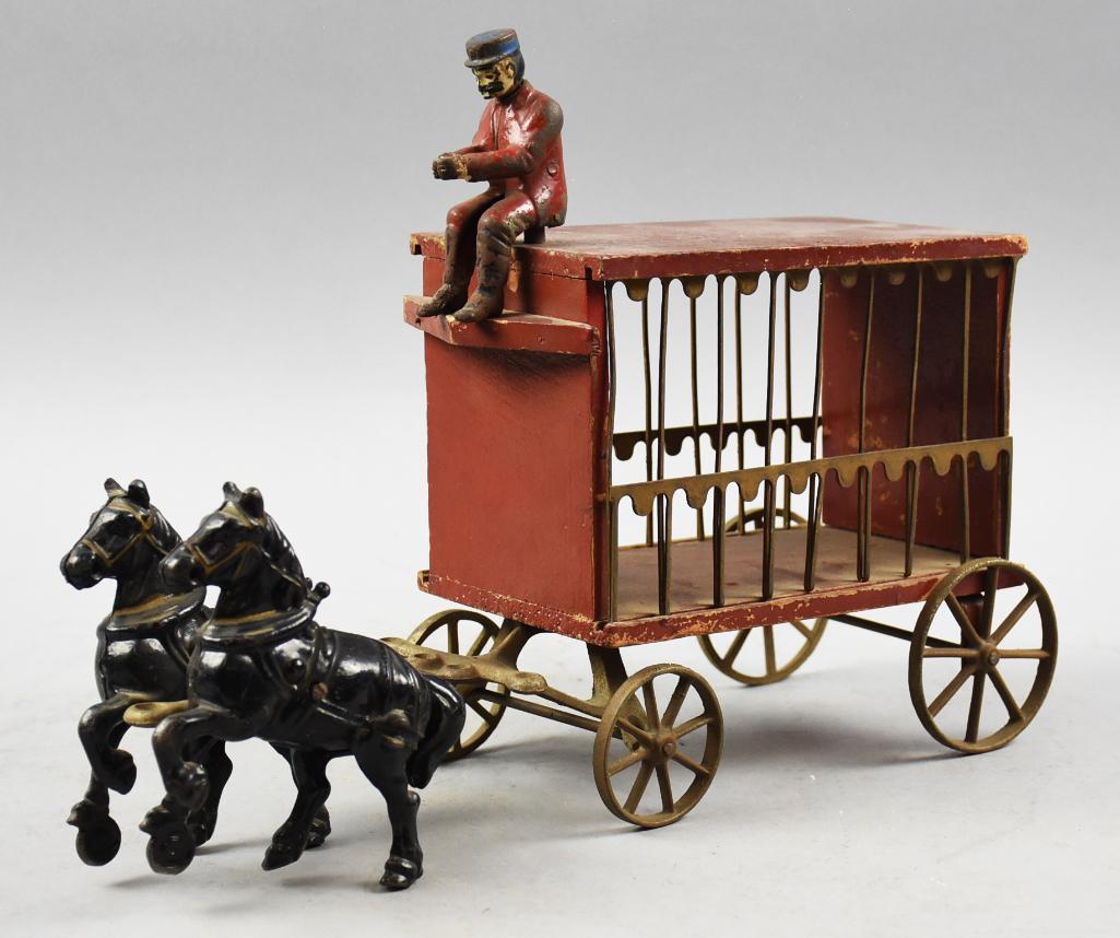 c1910 Arcade Cast Iron Horse Drawn Circus Wagon (1 of 6)