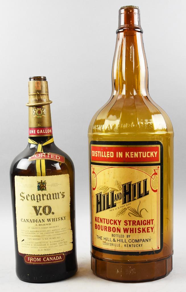 c1970 Large Empty Whiskey Bottles, Seagram's/Hill & (1 of 12)